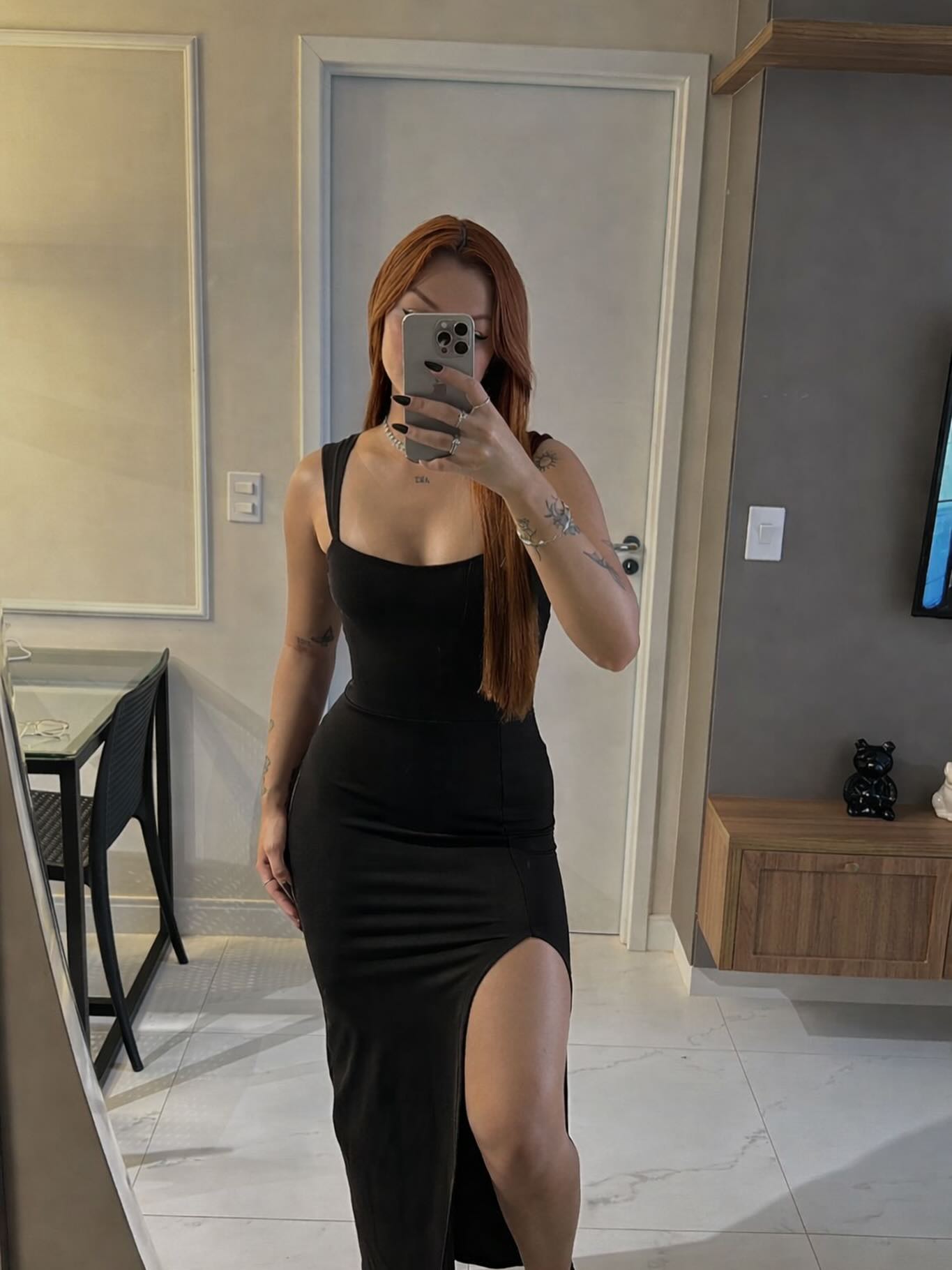 Vestido Longo Fenda Noir